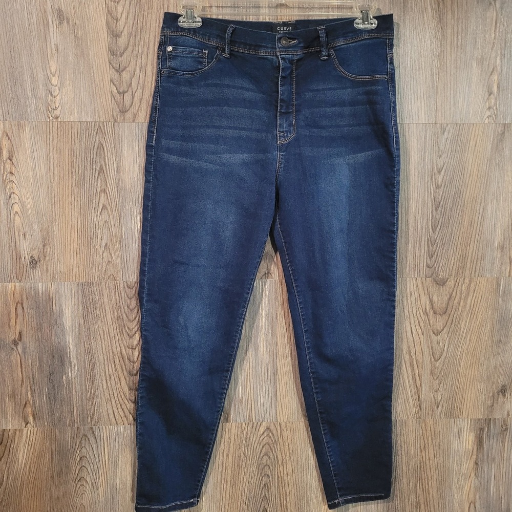 Curve Appeal High-Rise Minimalist Jegging Size 14/32 x 26 Dark Wash Stretch